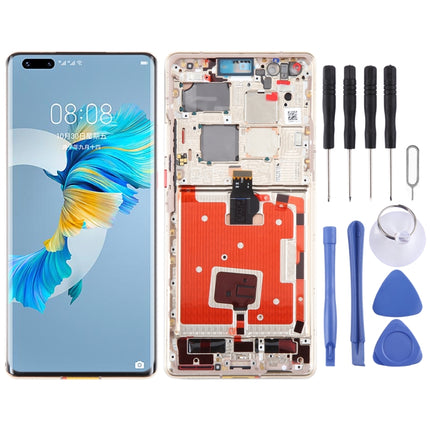 Original LCD Screen and Digitizer Full Assembly with Frame for Huawei Mate 40 Pro (Gold)-garmade.com