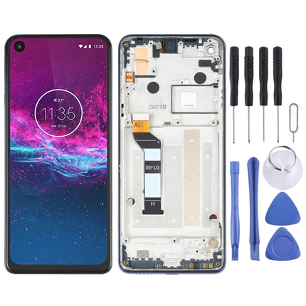 LCD Screen and Digitizer Full Assembly with Frame for Motorola One Action XT2013-1 XT2013-2 XT2013-4 (Blue)-garmade.com