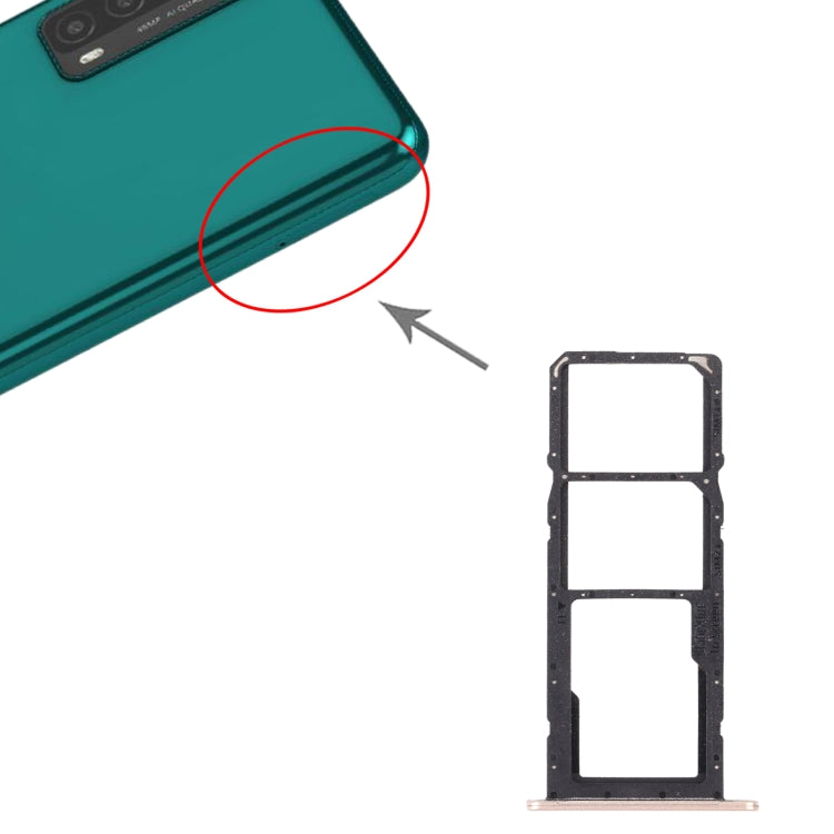 SIM Card Tray + SIM Card Tray + Micro SD Card Tray for Huawei Y7a (Gold)-garmade.com