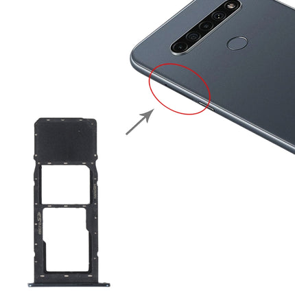 SIM Card Tray + Micro SD Card Tray for LG K61 LMQ630EAW, LM-Q630 (Black)-garmade.com