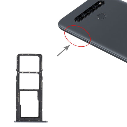 SIM Card Tray + SIM Card Tray + Micro SD Card Tray for LG K41S LMK410EMW LM-K410EMW LM-K410 (Black)-garmade.com