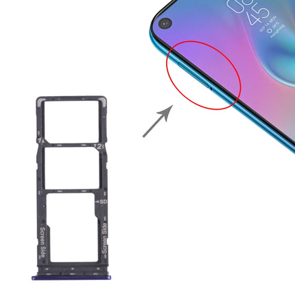 SIM Card Tray + SIM Card Tray + Micro SD Card Tray for Tecno Camon 12 Air CC6(Blue)-garmade.com