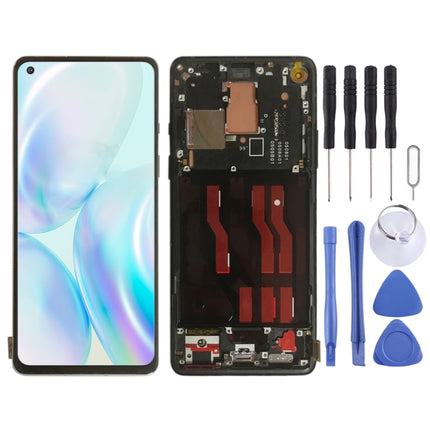 AMOLED Material LCD Screen and Digitizer Full Assembly With Frame for OnePlus 8 IN2013 2017 2010 (Black)-garmade.com