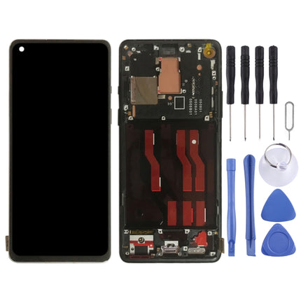 AMOLED Material LCD Screen and Digitizer Full Assembly With Frame for OnePlus 8 IN2013 2017 2010 (Black)-garmade.com
