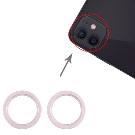 2 PCS Rear Camera Glass Lens Metal Outside Protector Hoop Ring for iPhone 13(Pink)-garmade.com