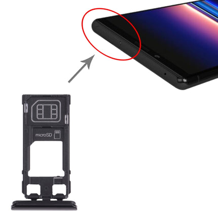 SIM Card Tray + Micro SD Card Tray for Sony Xperia 1 / Xperia XZ4 (Black)-garmade.com