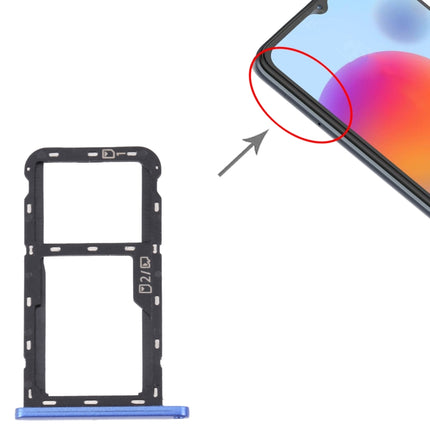 For ZTE Blade A72 SIM Card Tray + SIM Card Tray / Micro SD Card Tray (Blue)-garmade.com