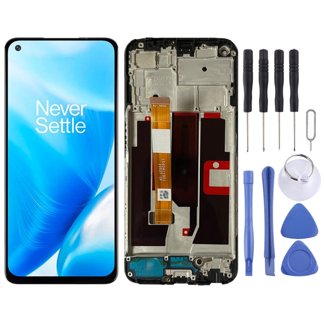LCD Screen and Digitizer Full Assembly with Frame for OnePlus Nord N200 5G DE2118(Black)-garmade.com