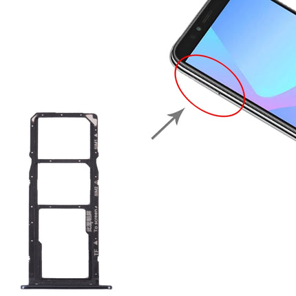 SIM Card Tray + SIM Card Tray + Micro SD Card Tray for Huawei Y6 Prime (2018) (Black)-garmade.com