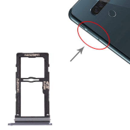 Nano SIM Card Tray + Nano SIM Card Tray / Micro SD Card Tray for LG G8S ThinQ LMG810, LM-G810, LMG810EAW (Black)-garmade.com