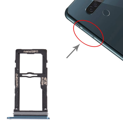 Nano SIM Card Tray + Nano SIM Card Tray / Micro SD Card Tray for LG G8S ThinQ LMG810, LM-G810, LMG810EAW (Blue)-garmade.com