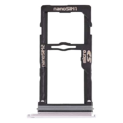 Nano SIM Card Tray + Nano SIM Card Tray / Micro SD Card Tray for LG G8S ThinQ LMG810, LM-G810, LMG810EAW (Silver)-garmade.com