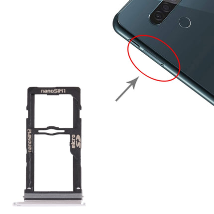 Nano SIM Card Tray + Nano SIM Card Tray / Micro SD Card Tray for LG G8S ThinQ LMG810, LM-G810, LMG810EAW (Silver)-garmade.com