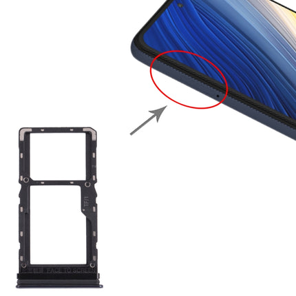 SIM Card Tray + Micro SD Card Tray for Xiaomi Poco X3 Pro M2102J20SG M2102J20SI (Black)-garmade.com