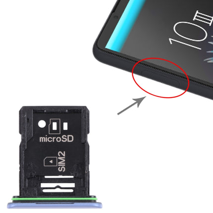 Original SIM Card Tray + SIM Card Tray / Micro SD Card Tray for Sony Xperia 10 III(Blue)-garmade.com