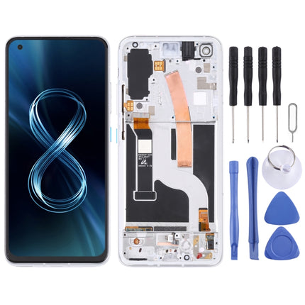 Original AMOLED LCD Screen for Asus Zenfone 8 ZS590KS Digitizer Full Assembly with Frame（Silver)-garmade.com