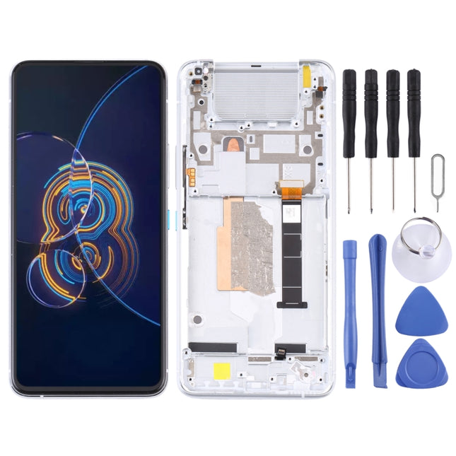 Original LCD Screen for Asus Zenfone 8 Flip ZS672KS Digitizer Full Assembly with Frame（Silver)-garmade.com