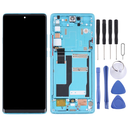 Original LCD Screen for TCL 20 Pro 5G T810H Digitizer Full Assembly with Frame (Blue)-garmade.com