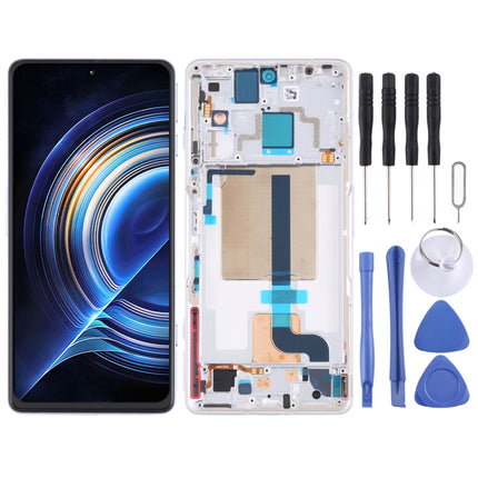 Original LCD Screen and Digitizer Full Assembly with Frame for Xiaomi Redmi K50 Gaming/Poco F4 GT(White)-garmade.com