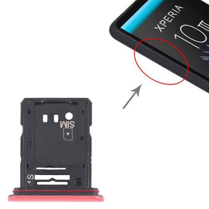 SIM Card Tray + Micro SD Card Tray for Sony Xperia 10 III (Red)-garmade.com