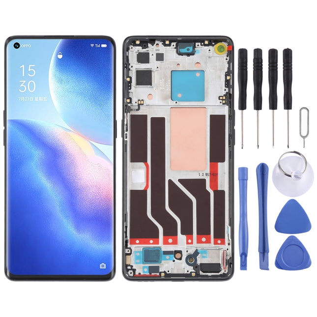 Original LCD Screen For OPPO Reno5 Pro 5G Digitizer Full Assembly with Frame (Black)-garmade.com