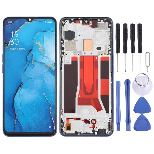 Original LCD Screen For OPPO Reno3 5G/Reno3 Youth/F15/Find X2 Lite/K7 5G Digitizer Full Assembly with Frame (Blue)-garmade.com