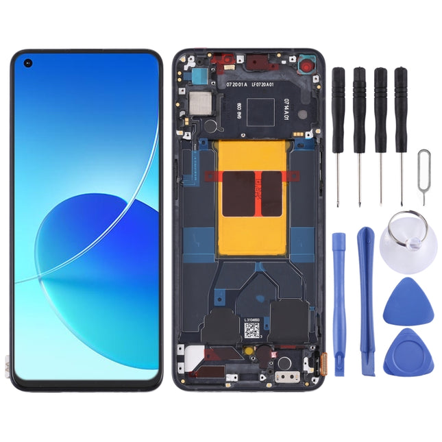 Original LCD Screen For OPPO Reno6 5G PEQM00 CPH2251 Digitizer Full Assembly with Frame (Black)-garmade.com