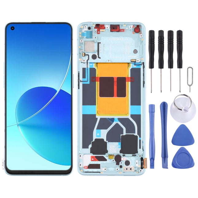 Original LCD Screen For OPPO Reno6 5G PEQM00 CPH2251 Digitizer Full Assembly with Frame (Green)-garmade.com