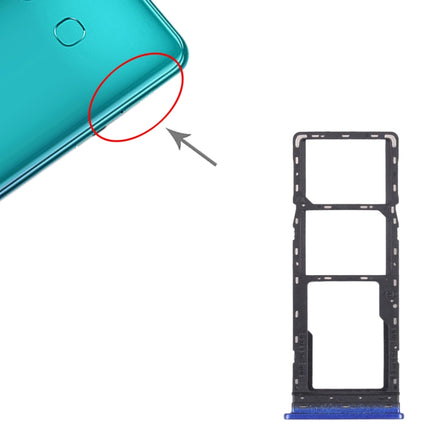 For Infinix S4 X626 SIM Card Tray + SIM Card Tray + Micro SD Card Tray (Blue)-garmade.com