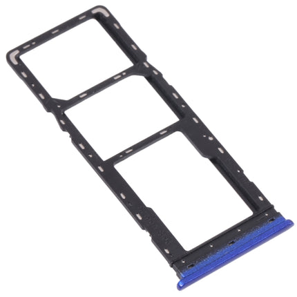 For Tecno Spark 4 Lite KC8S SIM Card Tray + SIM Card Tray + Micro SD Card Tray (Blue)-garmade.com