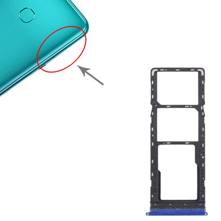For Tecno Spark 4 Lite KC8S SIM Card Tray + SIM Card Tray + Micro SD Card Tray (Blue)-garmade.com