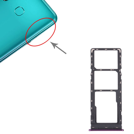 For Tecno Spark 4 Lite KC8S SIM Card Tray + SIM Card Tray + Micro SD Card Tray (Purple)-garmade.com