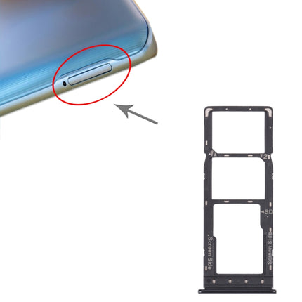 For Tecno Spark 6 KE7 SIM Card Tray + SIM Card Tray + Micro SD Card Tray (Black)-garmade.com