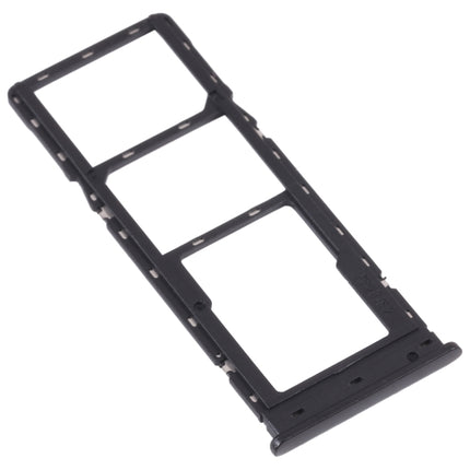 For Tecno Spark 7 Pro SIM Card Tray + SIM Card Tray + Micro SD Card Tray (Black)-garmade.com