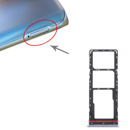 For Tecno Spark 7 Pro SIM Card Tray + SIM Card Tray + Micro SD Card Tray (Silver)-garmade.com