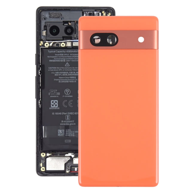 For Google Pixel 7A Original Battery Back Cover with Camera Lens Cover(Orange)-garmade.com