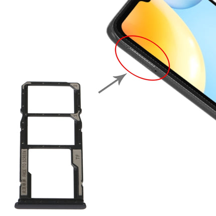 SIM Card Tray + SIM Card Tray + Micro SD Card Tray For Xiaomi Redmi 10C/Redmi 10 India/Poco C40(Black)-garmade.com