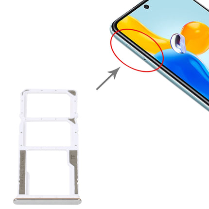 SIM Card Tray + SIM Card Tray + Micro SD Card Tray For Xiaomi Redmi Note 11S 5G (Silver)-garmade.com