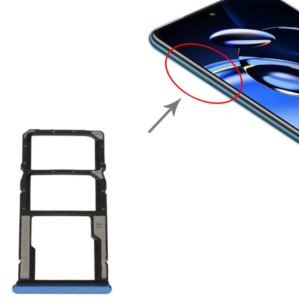 For Xiaomi Redmi Note 11SE SIM Card Tray + SIM Card Tray + Micro SD Card Tray(Blue)-garmade.com