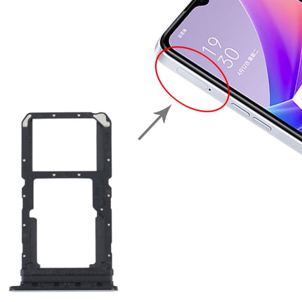 For OPPO A57 5G / A77 5G / K10 5G SIM Card Tray + SIM / Micro SD Card Tray (Black)-garmade.com