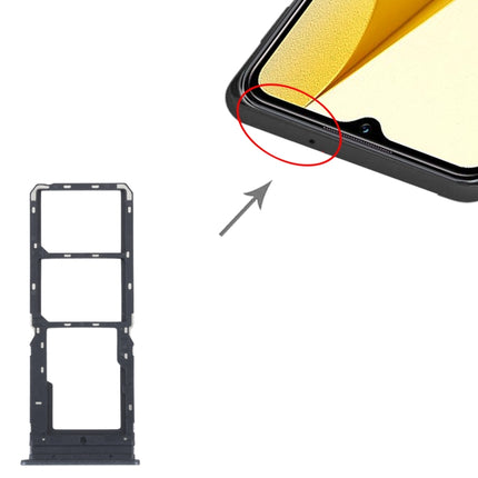 For vivo Y16 SIM Card Tray + SIM Card Tray + Micro SD Card Tray (Black)-garmade.com