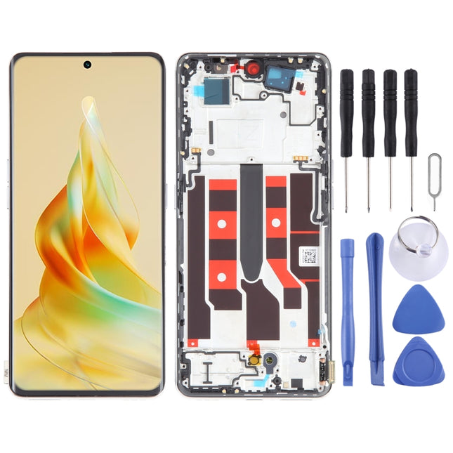 Original LCD Screen For OPPO Reno8 T 5G Digitizer Full Assembly with Frame (Gold)-garmade.com