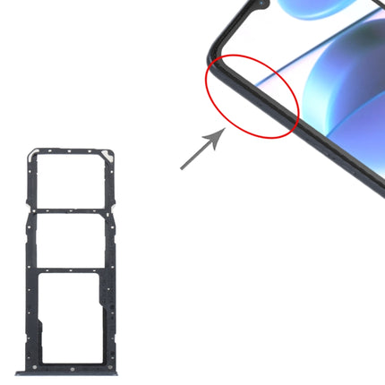 For Realme C35 SIM Card Tray + SIM Card Tray + Micro SD Card Tray (Black)-garmade.com