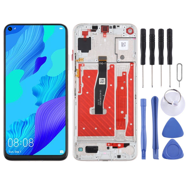 Original LCD Screen For Honor 20 / Huawei Nova 5T Digitizer Full Assembly with Frame(Silver)-garmade.com