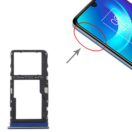 For TCL 30 / 30+ / 30 5G Original SIM Card Tray + Micro SD Card Tray(Blue)-garmade.com