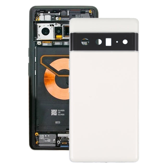 For Google Pixel 6 Pro Battery Back Cover with Middle Frame(White)-garmade.com