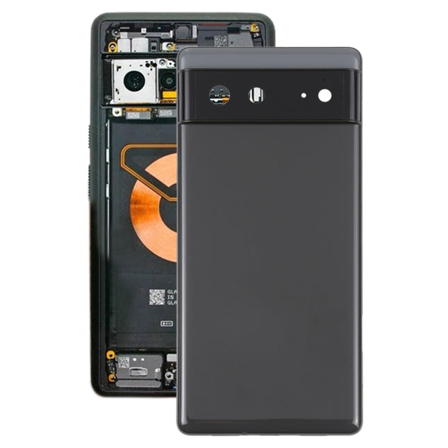 For Google Pixel 6 Battery Back Cover with Middle Frame(Black)-garmade.com