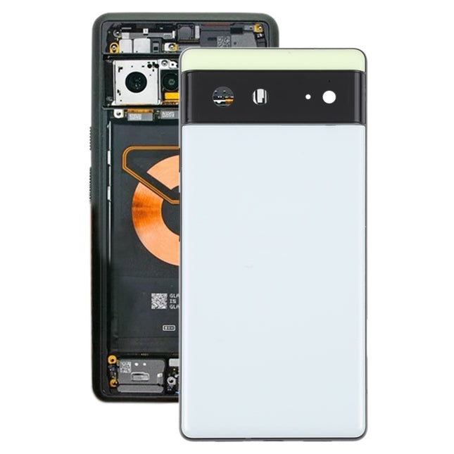 For Google Pixel 6 Battery Back Cover with Middle Frame(White)-garmade.com