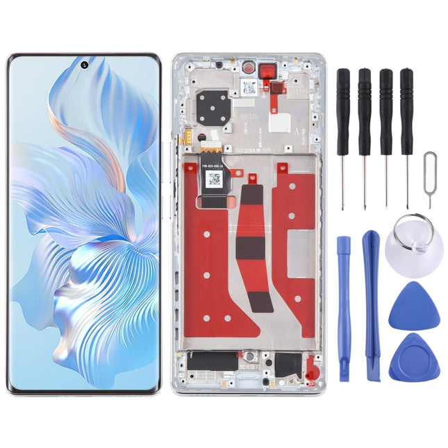 Original LCD Screen For Honor 80 Digitizer Full Assembly with Frame(Silver)-garmade.com