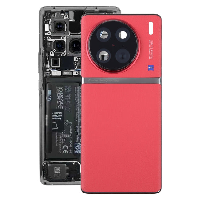 For vivo X90 Pro Original Battery Back Cover with Camera Lens Cover(Red)-garmade.com
